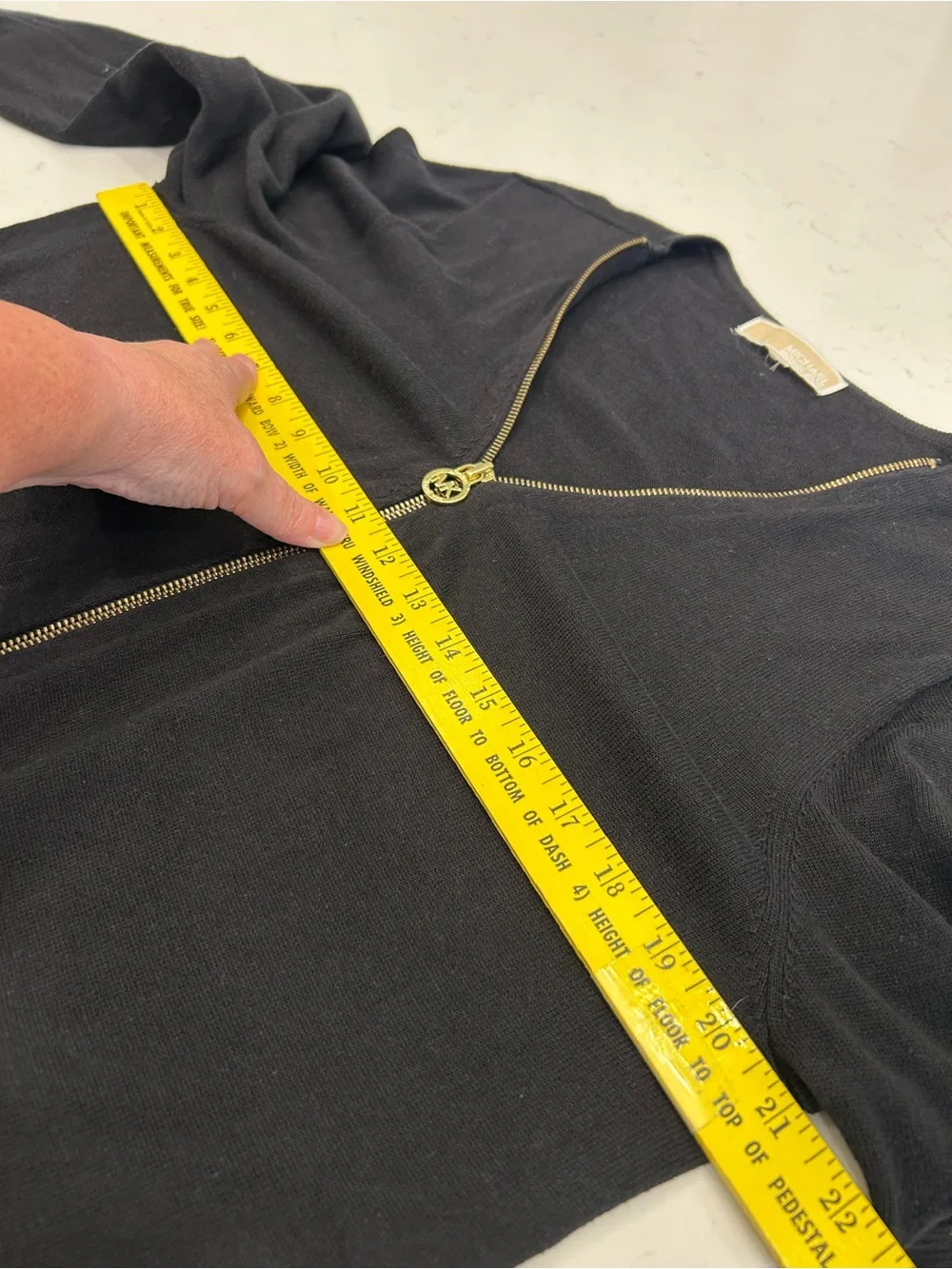 Michael Kors Black Zip-Front Bomber Jacket with Gold Hardware